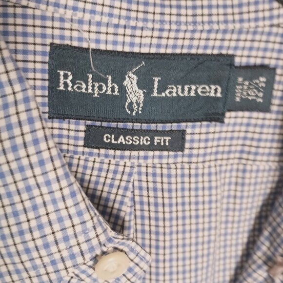 Ralph Lauren Classic Fit Long Sleeve Blue Plaid Dress Shirt Men 16.5 34/35 - Picture 3 of 5
